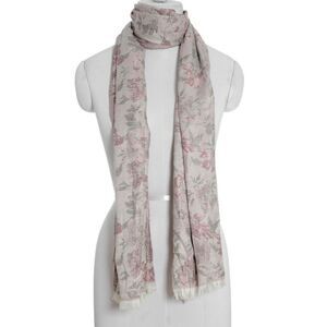 Scarf White with Pink Flower 3 For $30